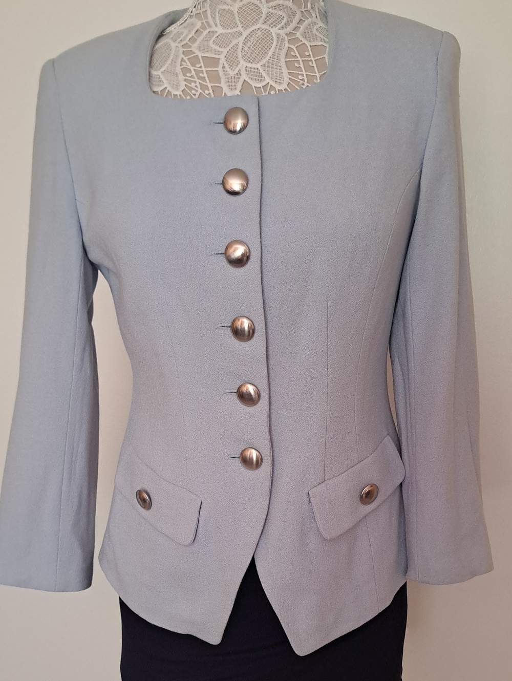 APART Vintage Elegant Light Blue Women's Tailored Button Jacket MADE IN USA